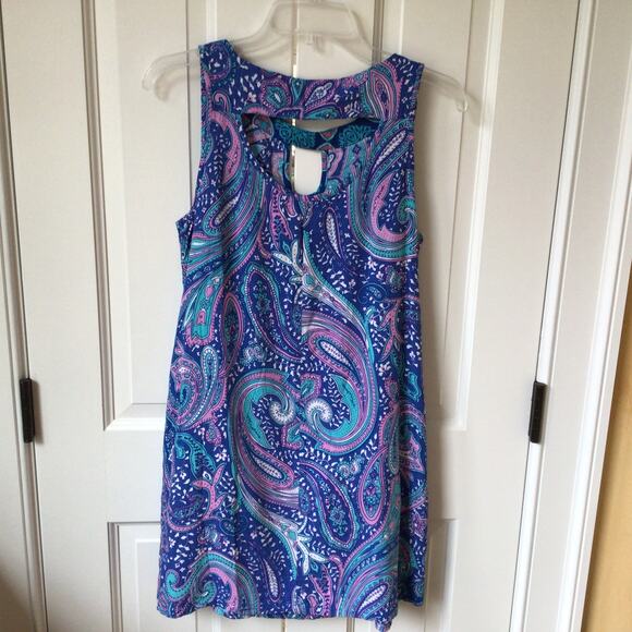 Ava Lynn Pink/Blue Paisley Sleeveless Dress Sz M - Picture 3 of 5